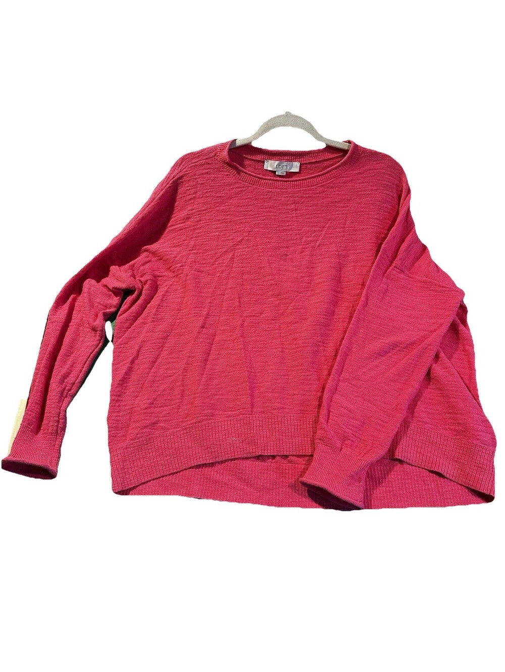 Loft Ann Taylor Womens XL Marled Elliptical Hem Sweater Pink Fuchsia Knit